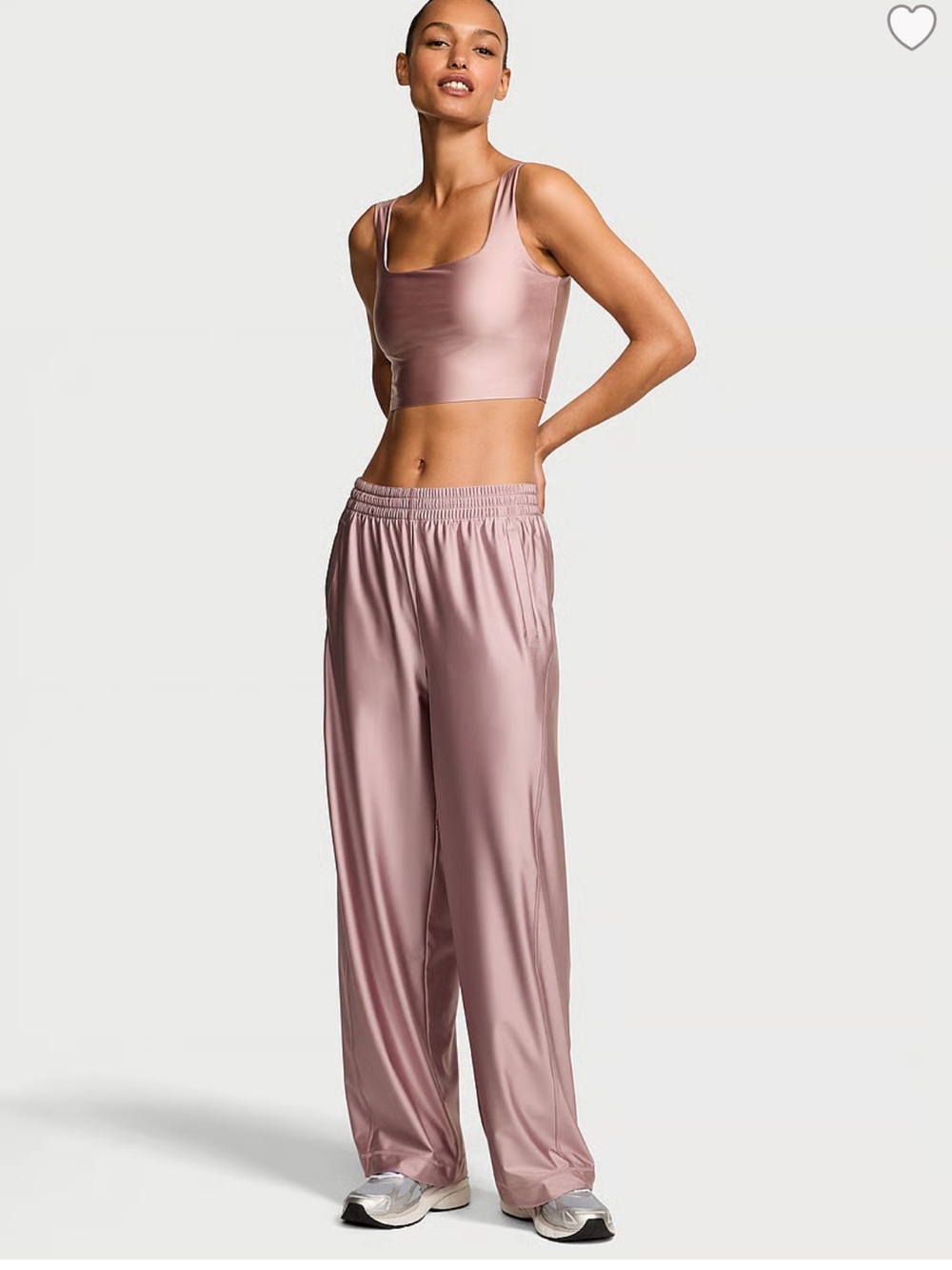 VICTORIAS SECRET VSX GLOSSY TECH WIDE LEG PANTS & SPORTS BRA SET